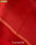 Rusty Red Jamdani Pure Silk Linen Handloom Saree — Blouse