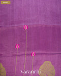 Violet Lotus Jamdani Pure Silk Linen Handloom Saree — Body