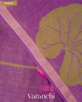 Violet Lotus Jamdani Pure Silk Linen Handloom Saree — Border
