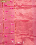 Rose Pink Lotus Jamdani Pure Silk Linen Handloom Saree — Pallu