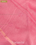 Rose Pink Lotus Jamdani Pure Silk Linen Handloom Saree — Blouse