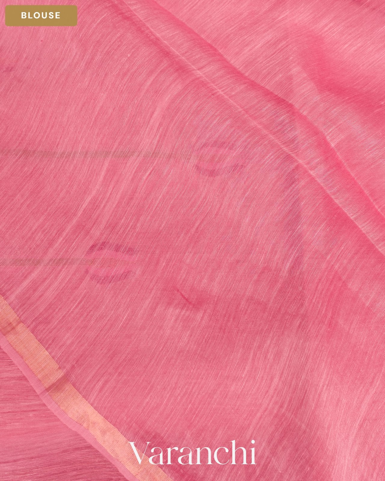 Rose Pink Lotus Jamdani Pure Silk Linen Handloom Saree — Blouse