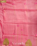 Rose Pink Lotus Jamdani Pure Silk Linen Handloom Saree — Body