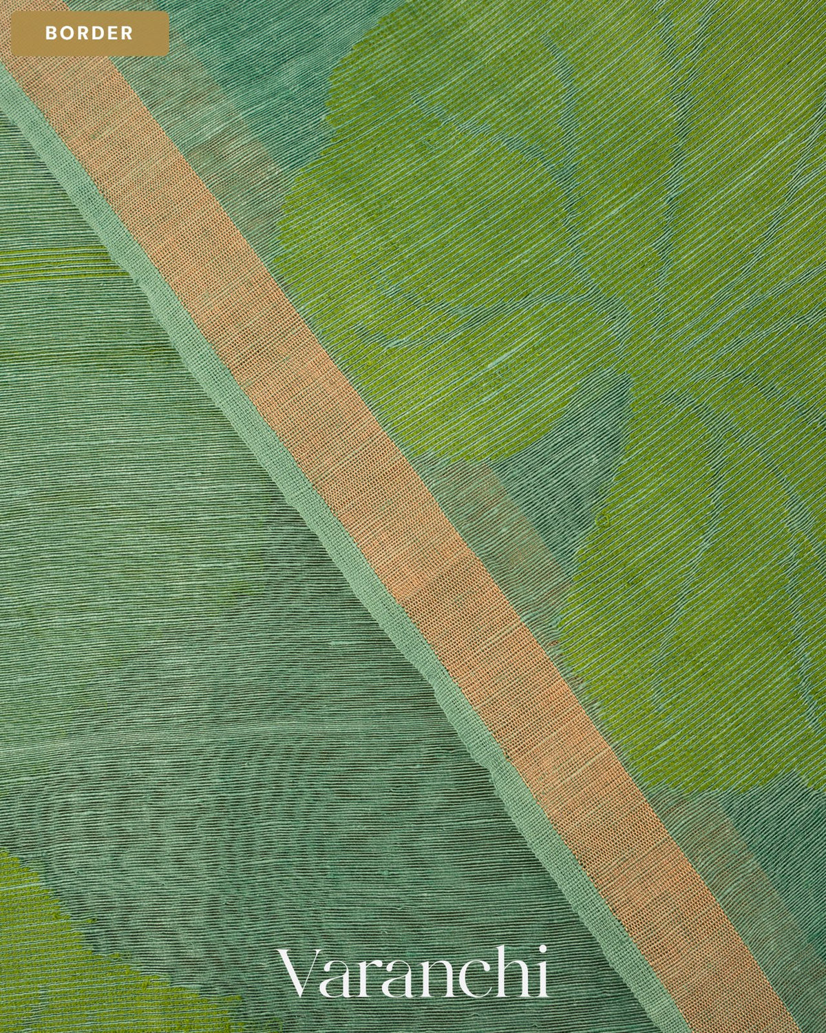 Sea Blue Lotus Jamdani Pure Silk Linen Handloom Saree — Border