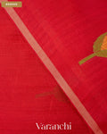 Tulip Red Jamdani Pure Mulberry Silk Handloom Saree — Border