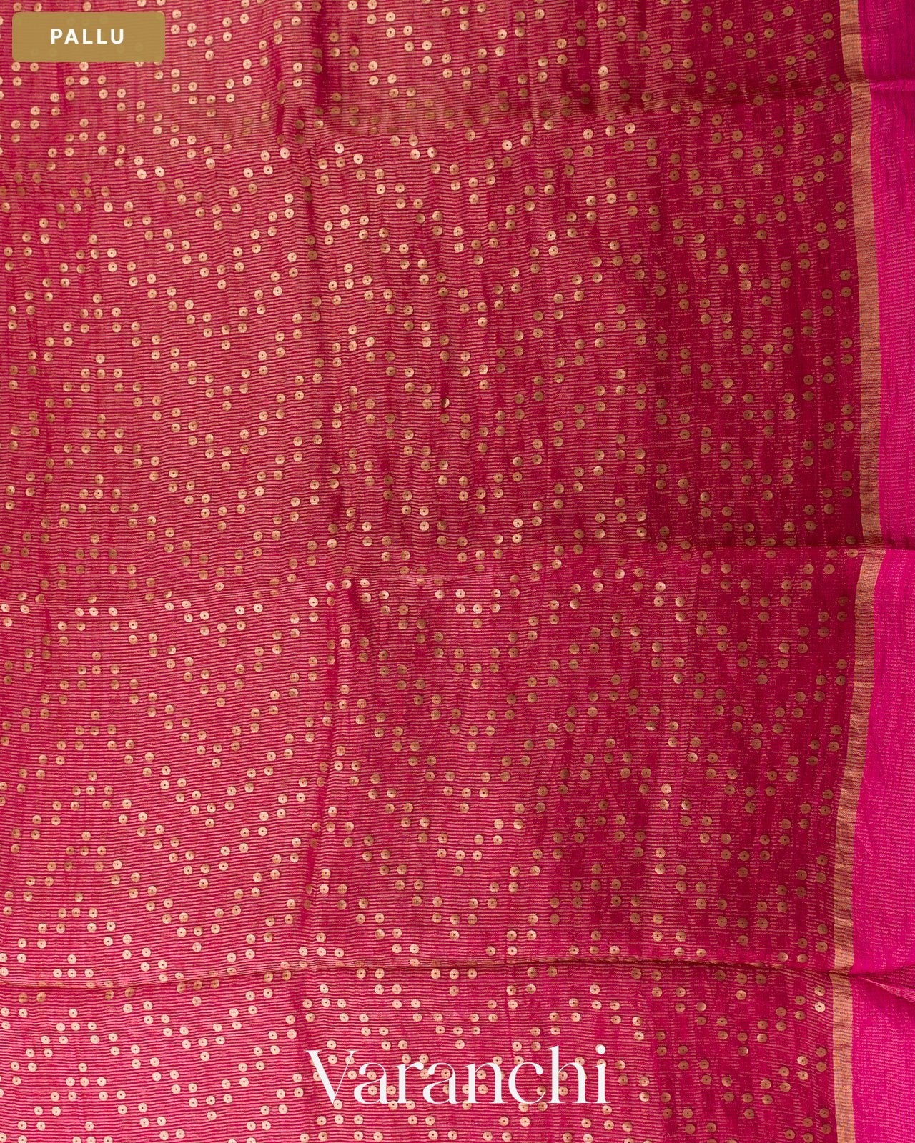 Rani Pink with Sequin Embroidery Pure Muslin Silk Handloom Saree — Pallu