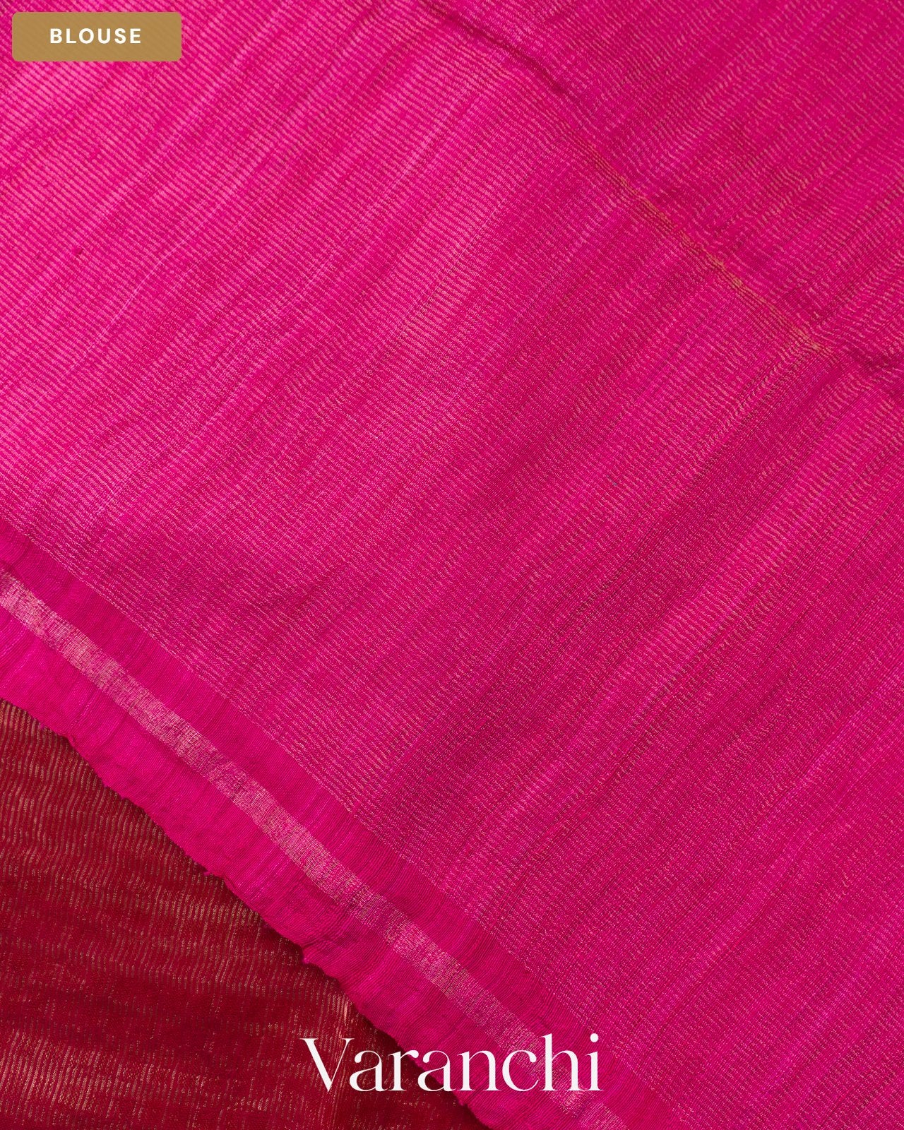 Rani Pink with Sequin Embroidery Pure Muslin Silk Handloom Saree — Blouse