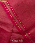 Rani Pink with Sequin Embroidery Pure Muslin Silk Handloom Saree — Border