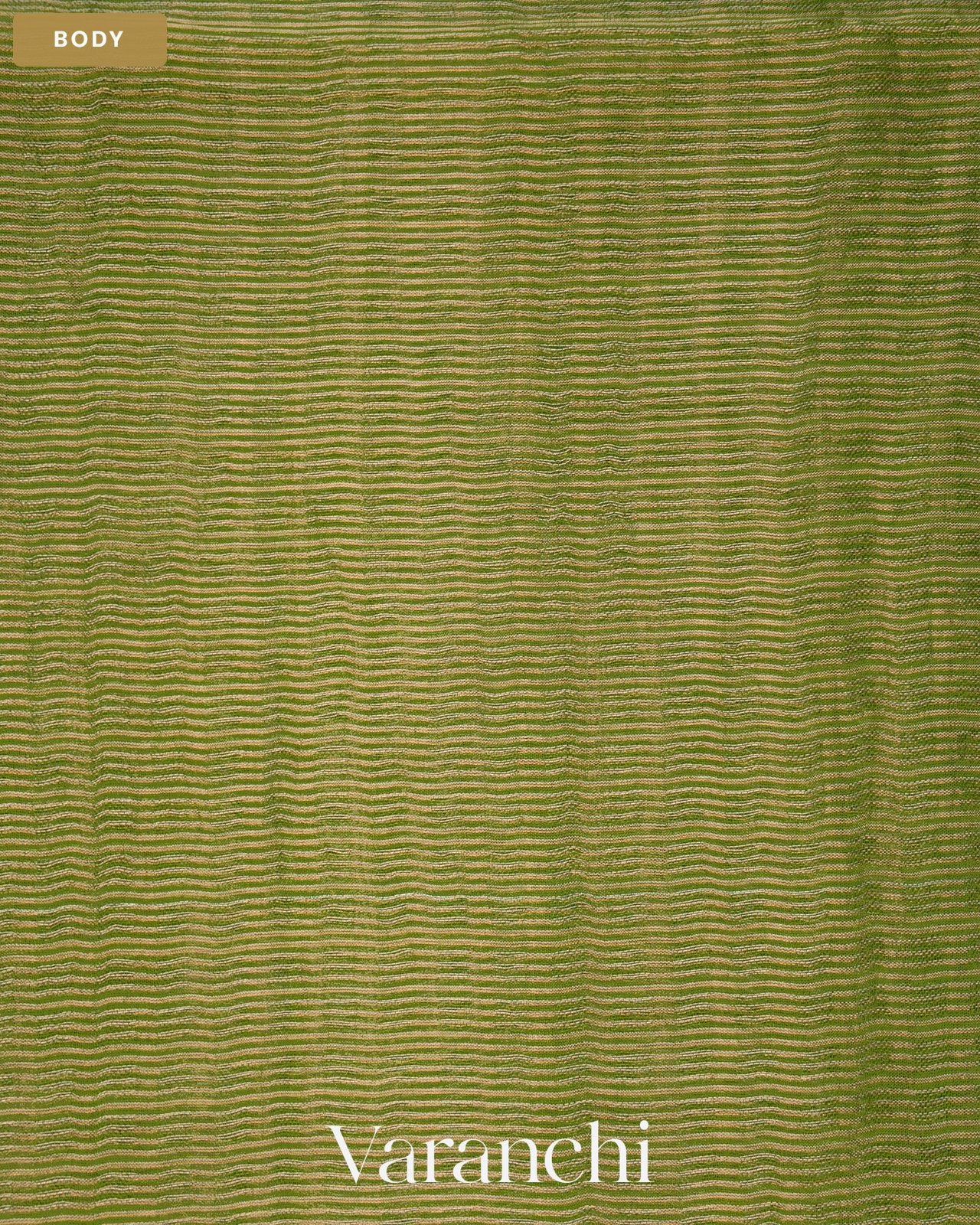 Leafy Green with Sequin Embroidery Pure Muslin Silk Handloom Saree — Body
