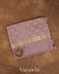 Dusty Mauve Pure Dupion Silk Saree — Folded