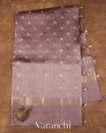 Dusty Mauve Pure Dupion Silk Saree — Full Saree