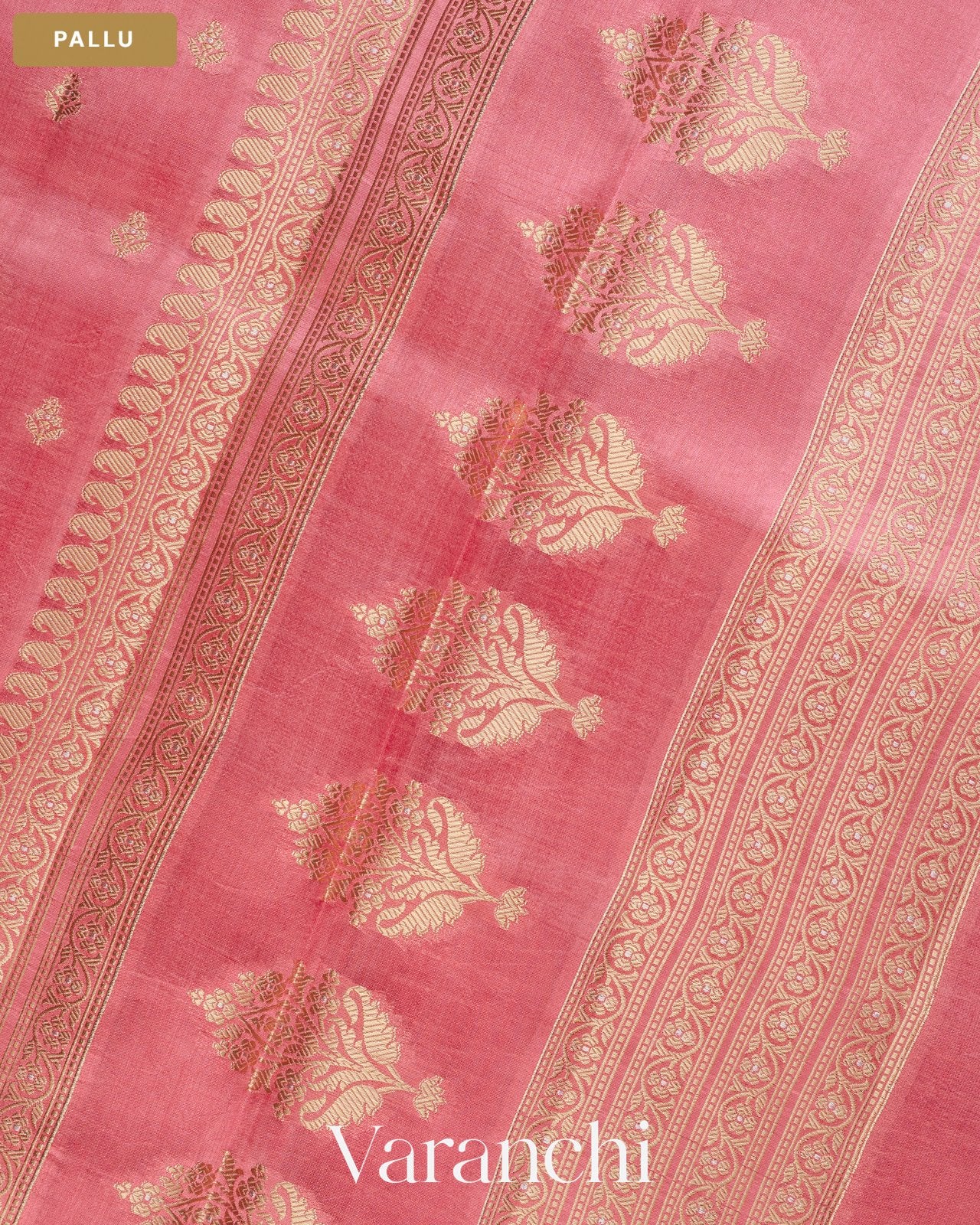 Baby Pink Pure Dupion Silk Saree — Pallu