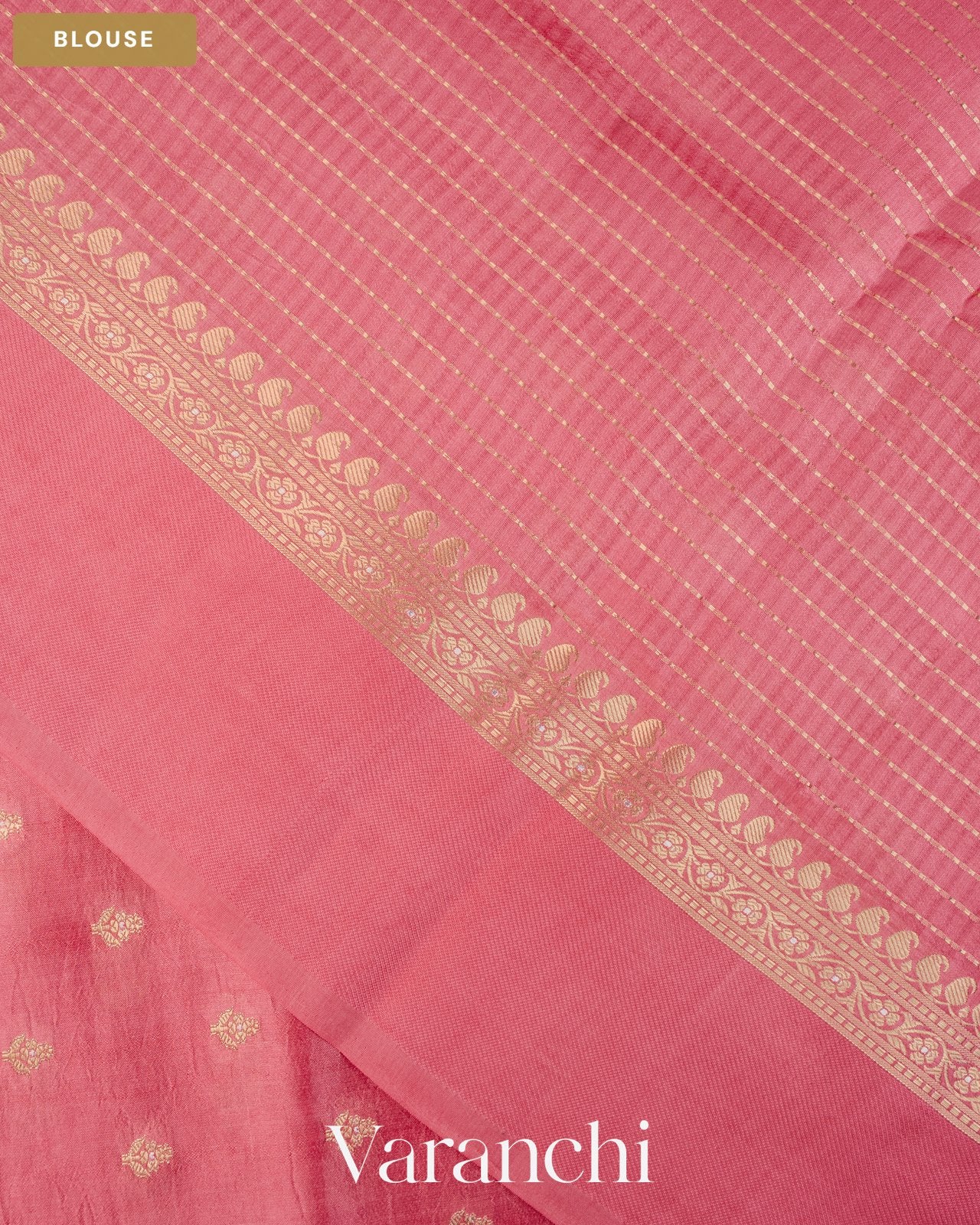Baby Pink Pure Dupion Silk Saree — Blouse