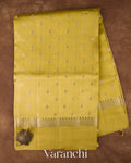 Olive Yellow Pure Dupion Silk Saree — Full Saree