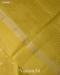 Olive Yellow Pure Dupion Silk Saree — Blouse