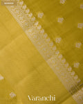 Olive Yellow Pure Dupion Silk Saree — Border