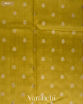 Olive Yellow Pure Dupion Silk Saree — Body