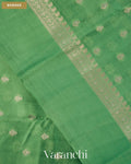 Turquoise Green Pure Dupion Silk Saree — Border