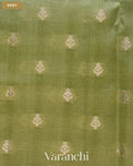 Olive Green Pure Dupion Silk Saree — Body