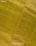 Light Mehandi Green Checkered Pure Raw Silk Handloom Saree — Pallu