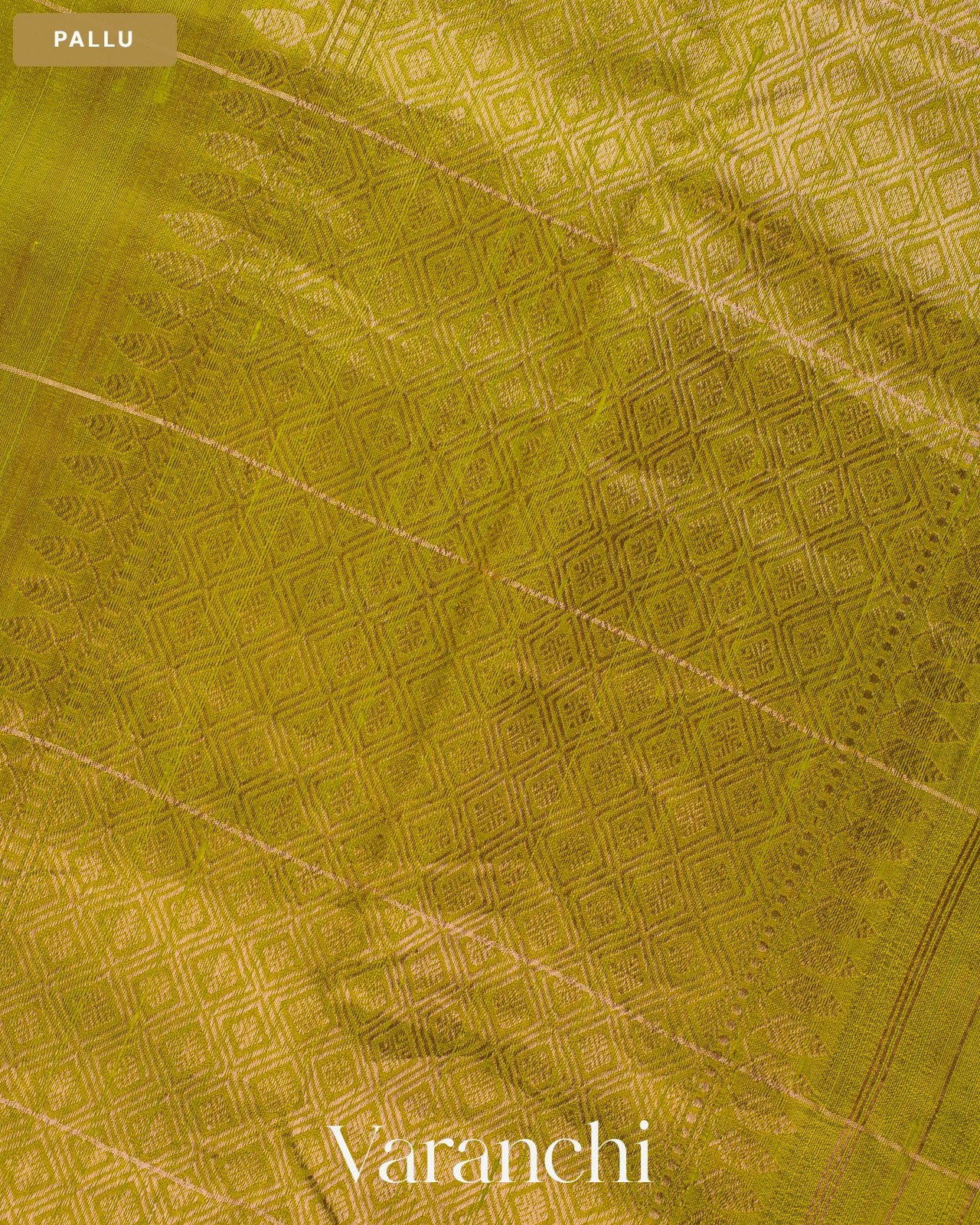 Light Mehandi Green Checkered Pure Raw Silk Handloom Saree — Pallu