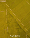 Light Mehandi Green Checkered Pure Raw Silk Handloom Saree — Border