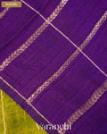 Light Mehandi Green Checkered Pure Raw Silk Handloom Saree — Blouse