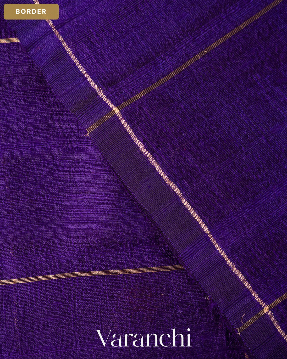Royal Blue Checkered Pure Raw Silk Handloom Saree — Border