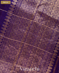 Royal Blue Checkered Pure Raw Silk Handloom Saree — Pallu