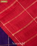 Royal Blue Checkered Pure Raw Silk Handloom Saree — Blouse