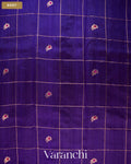 Royal Blue Checkered Pure Raw Silk Handloom Saree — Body