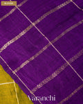 Light Mehandi Green Checks Pure Raw Silk Handloom Saree — Blouse
