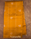 Turmeric Yellow Checks Pure Raw Silk Handloom Saree — Full Saree