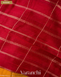 Turmeric Yellow Checks Pure Raw Silk Handloom Saree — Blouse