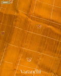 Turmeric Yellow Checks Pure Raw Silk Handloom Saree — Body
