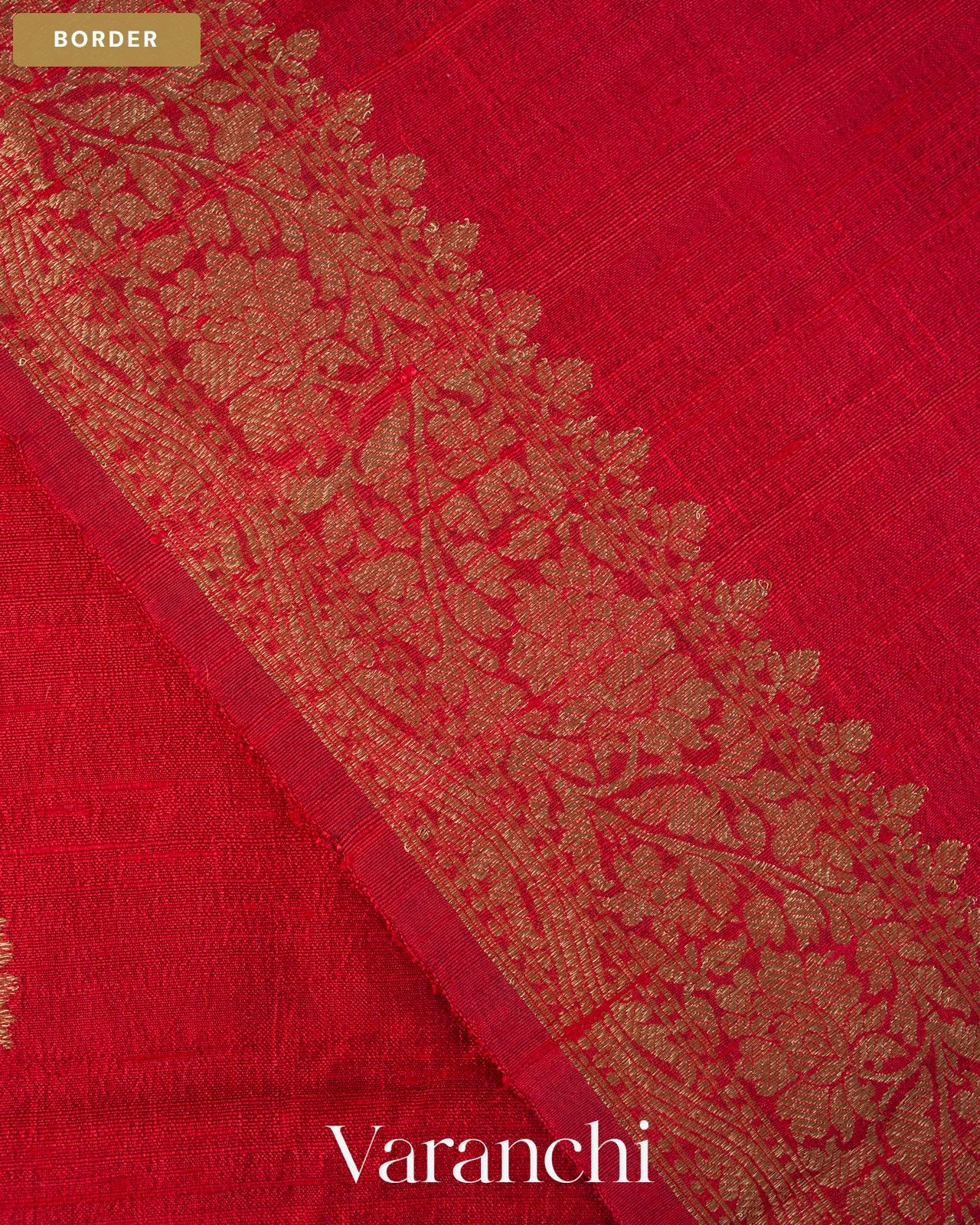 Deep Maroon with Rani Pink Pure Raw Silk Handloom Saree — Border