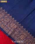 Deep Maroon with Rani Pink Pure Raw Silk Handloom Saree — Blouse