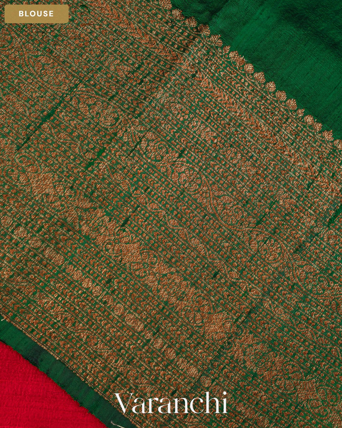 Red Pure Raw Silk Handloom Saree — Blouse