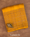 Mustard Yellow Pure Raw Silk Handloom Saree — Folded