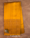 Mustard Yellow Pure Raw Silk Handloom Saree — Full Saree