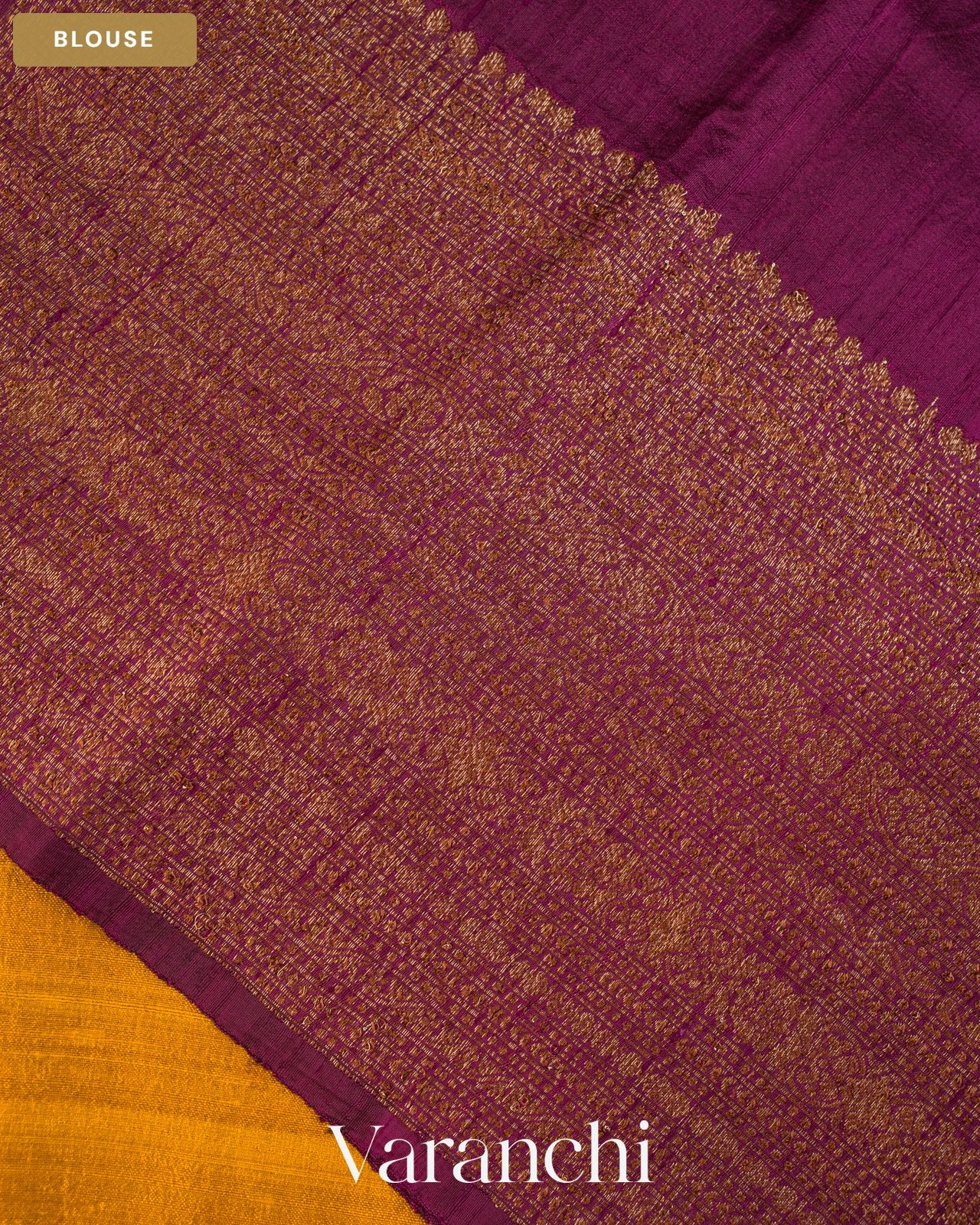 Mustard Yellow Pure Raw Silk Handloom Saree — Blouse