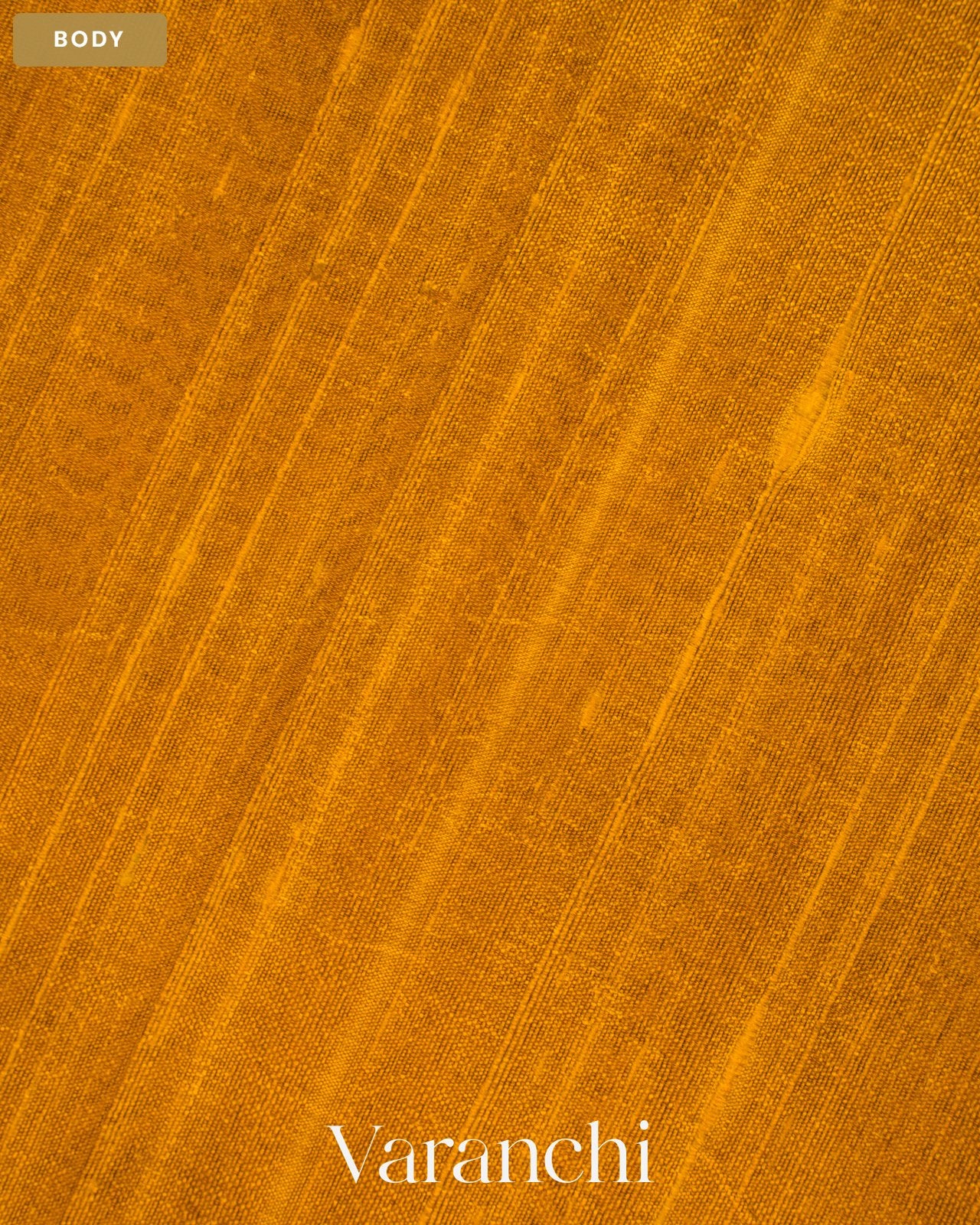Mustard Yellow Pure Raw Silk Handloom Saree — Body