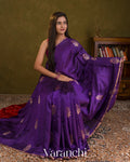 Violet Pure Raw Silk Handloom Saree — Draped