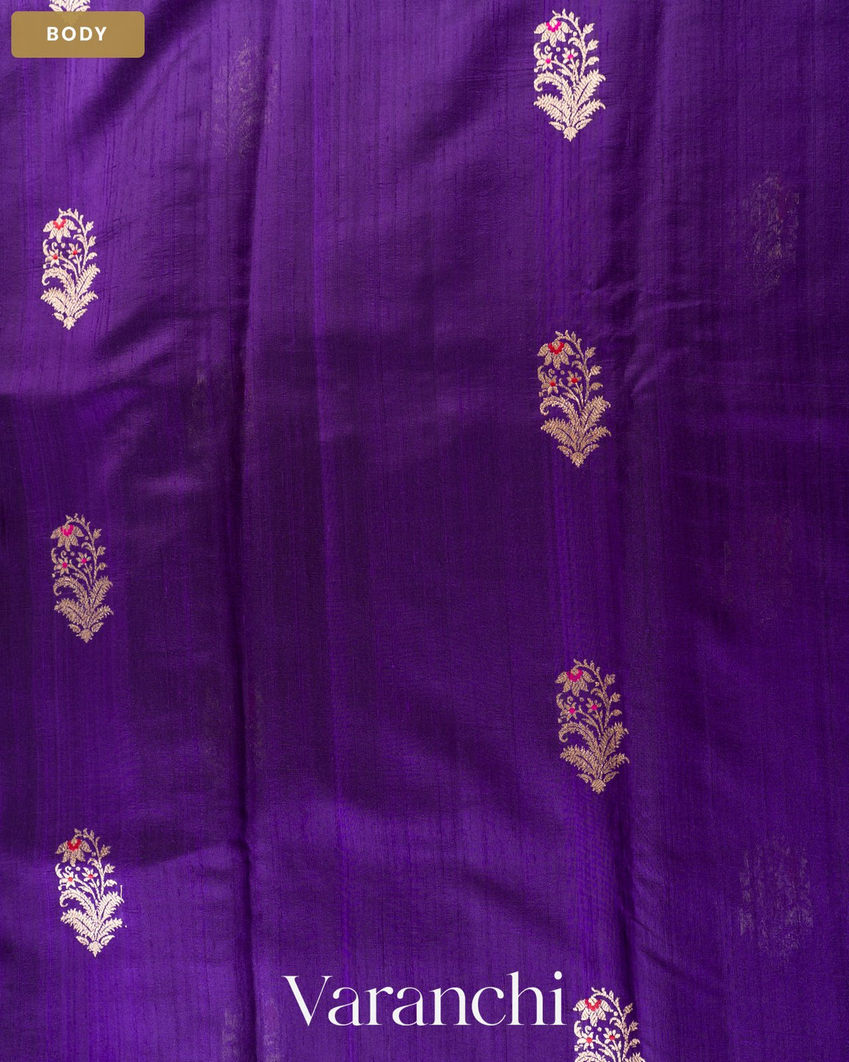 Violet Pure Raw Silk Handloom Saree — Body