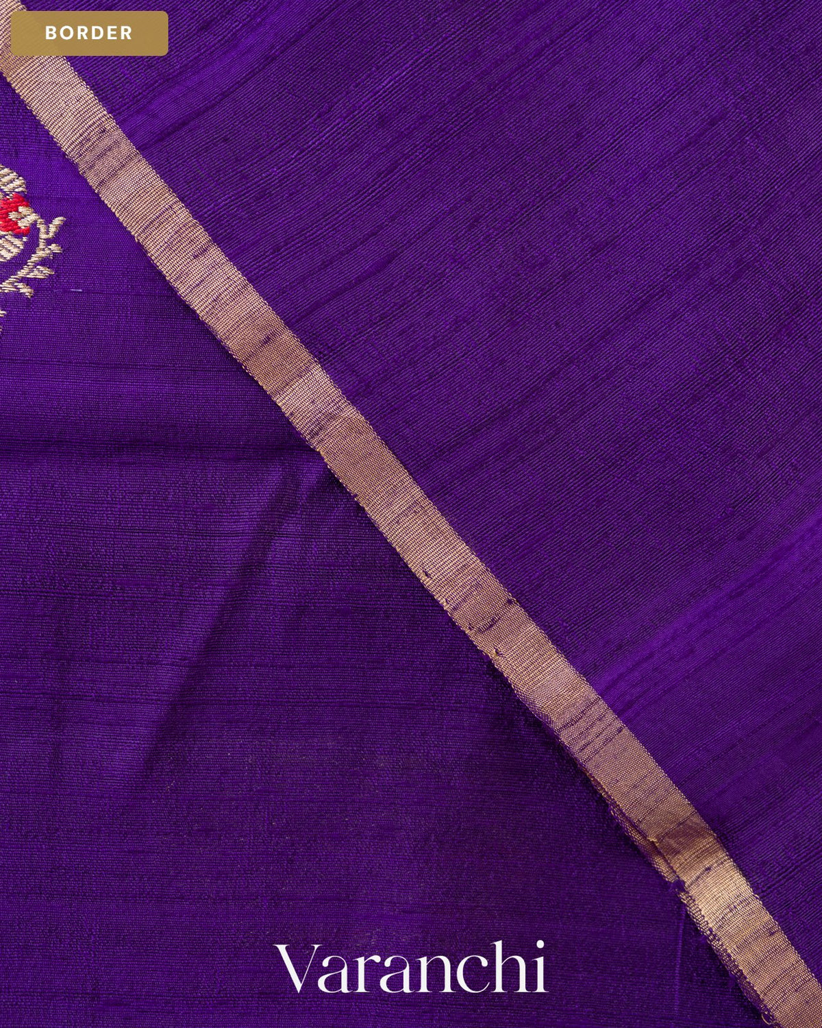 Violet Pure Raw Silk Handloom Saree — Border