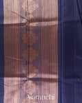 Navy Blue Pure Chanderi Silk Cotton Handloom Saree — Pallu