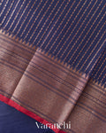 Navy Blue Pure Chanderi Silk Cotton Handloom Saree — Blouse
