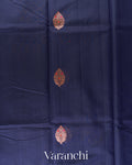 Navy Blue Pure Chanderi Silk Cotton Handloom Saree — Body