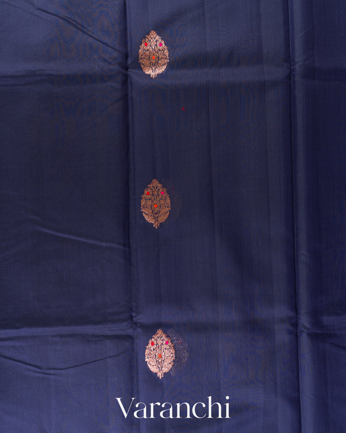 Navy Blue Pure Chanderi Silk Cotton Handloom Saree — Body