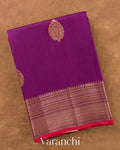 Purple Pure Chanderi Silk Cotton Handloom Saree — Folded